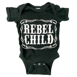 Rebel Child Onsie by Rabbit Skins Black & White Baby 6 Months Old